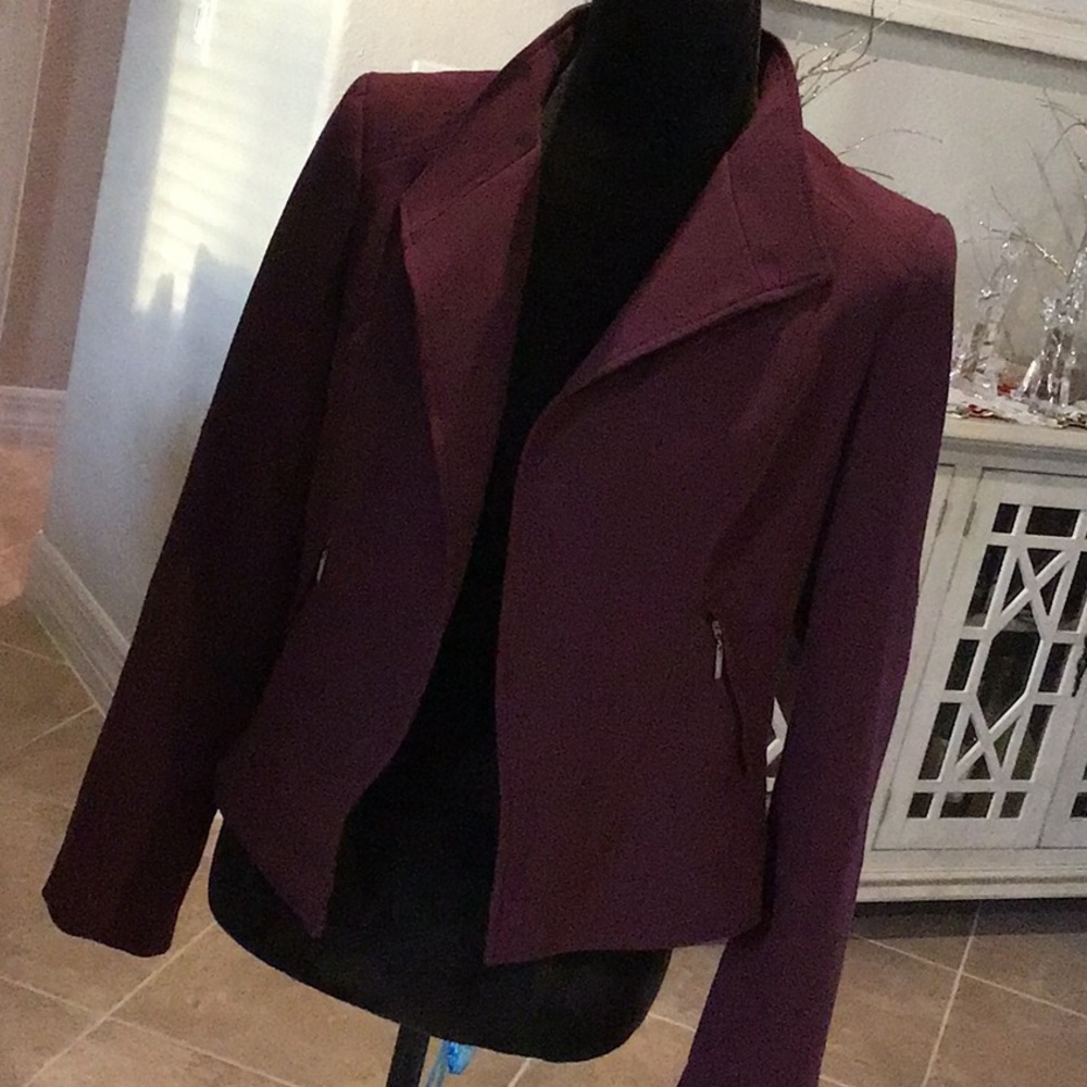 White House Black Market open front jacket, wine color, size 4
